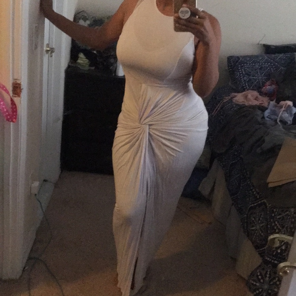 Long white split front Maxi